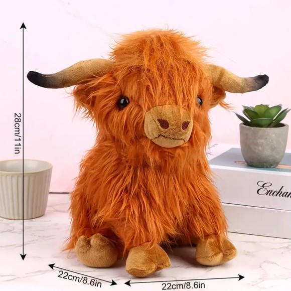 NIB Highland Cow Plush Toy 11'', Cute Highland Cattle Cow Soft Stuffed Animal - Picture 4 of 10